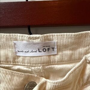 LOFT Cream Corduroy Skinny Pants